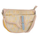 FENDI Zucchino Canvas Shoulder Bag Beige Gold Auth YKZ541A-1