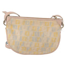 FENDI Zucchino Canvas Shoulder Bag Beige Gold Auth YKZ541A-2