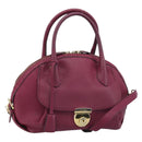 Salvatore Ferragamo Hand Bag Leather 2way Purple Gold Auth YKZ553-1