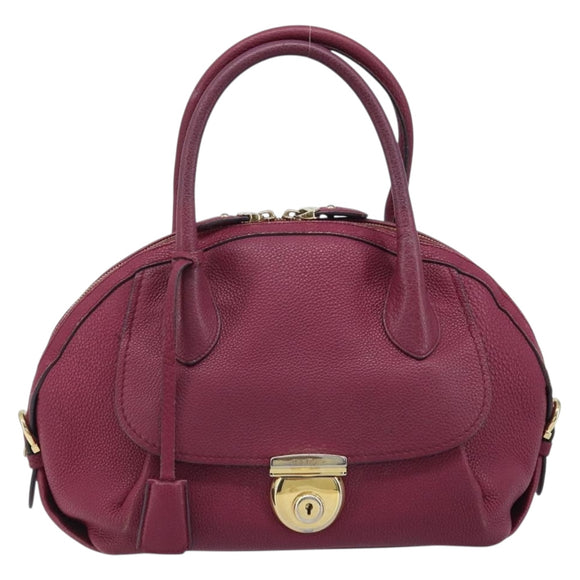 Salvatore Ferragamo Hand Bag Leather 2way Purple Gold Auth YKZ553
