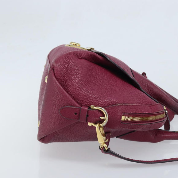 Salvatore Ferragamo Hand Bag Leather 2way Purple Gold Auth YKZ553
