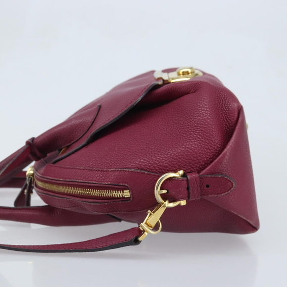 Salvatore Ferragamo Hand Bag Leather 2way Purple Gold Auth YKZ553