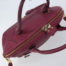 Salvatore Ferragamo Hand Bag Leather 2way Purple Gold Auth YKZ553-6