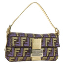 FENDI Zucca Canvas Mamma Baguette Shoulder Bag Gold Auth YKZ560SM-1