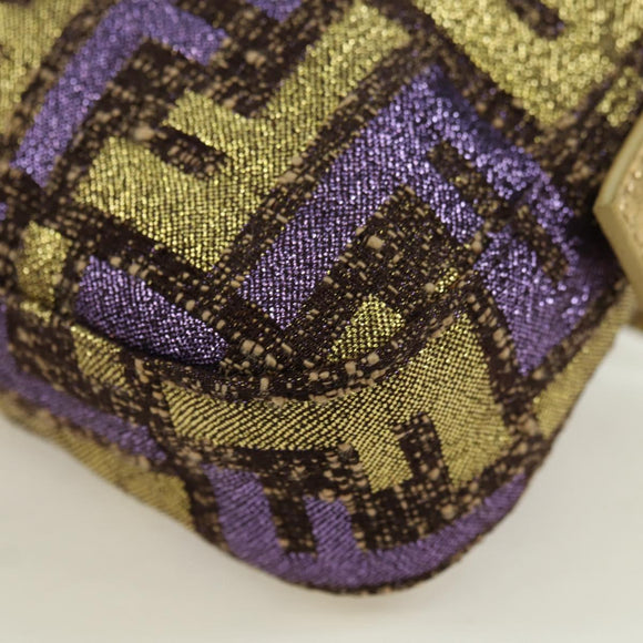 FENDI Zucca Canvas Mamma Baguette Shoulder Bag Gold Auth YKZ560SM