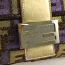 FENDI Zucca Canvas Mamma Baguette Shoulder Bag Gold Auth YKZ560SM-19