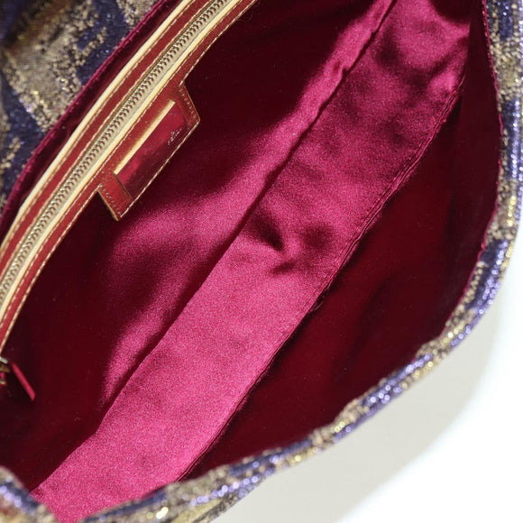 FENDI Zucca Canvas Mamma Baguette Shoulder Bag Gold Auth YKZ560SM