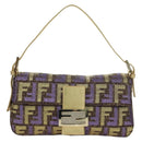 FENDI Zucca Canvas Mamma Baguette Shoulder Bag Gold Auth YKZ560SM-13