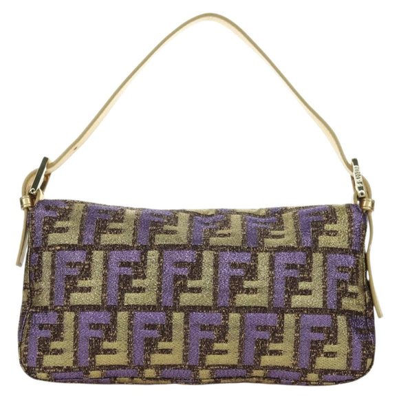 FENDI Zucca Canvas Mamma Baguette Shoulder Bag Gold Auth YKZ560SM