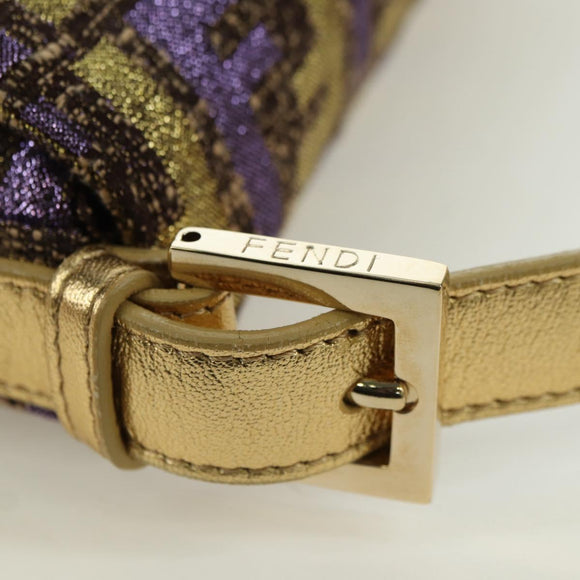 FENDI Zucca Canvas Mamma Baguette Shoulder Bag Gold Auth YKZ560SM