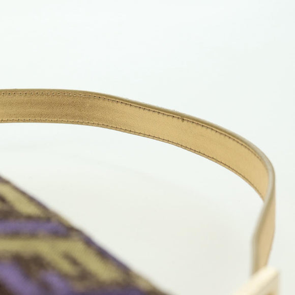 FENDI Zucca Canvas Mamma Baguette Shoulder Bag Gold Auth YKZ560SM