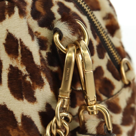 PRADA Hand Bag Unborn Calf Skin 2way Brown Auth YKZ564SAV