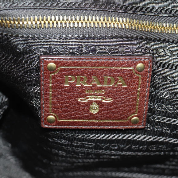PRADA Hand Bag Unborn Calf Skin 2way Brown Auth YKZ564SAV