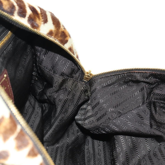 PRADA Hand Bag Unborn Calf Skin 2way Brown Auth YKZ564SAV