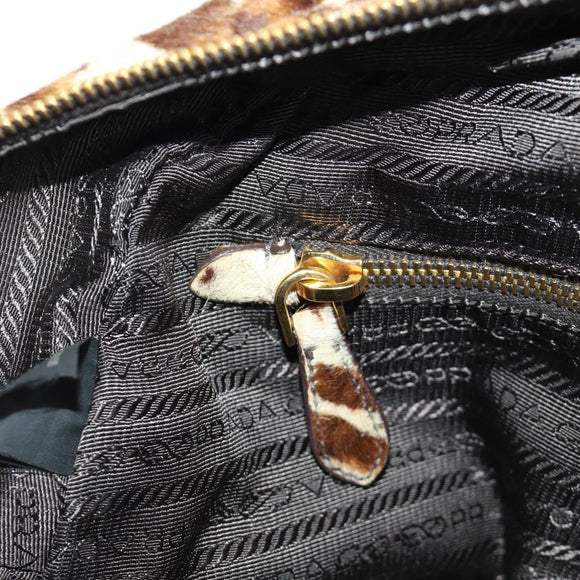 PRADA Hand Bag Unborn Calf Skin 2way Brown Auth YKZ564SAV