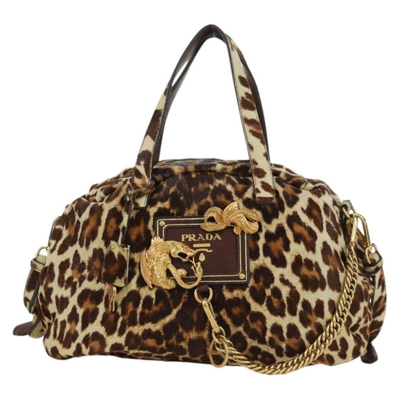 PRADA Hand Bag Unborn Calf Skin 2way Brown Auth YKZ564SAV