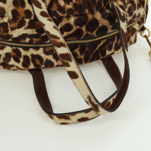 PRADA Hand Bag Unborn Calf Skin 2way Brown Auth YKZ564SAV