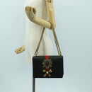 GUCCI Chain Web Sherry Line Shoulder Bag Leather Black Gold 432280 Auth YKZ566M-25