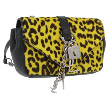 SAINT LAURENT Cassandra Chain Bag Harako leather Yellow Silver Auth YKZ569A