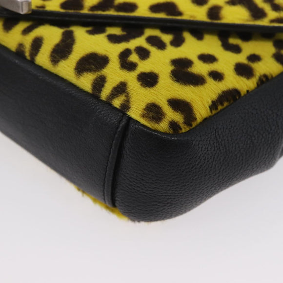 SAINT LAURENT Cassandra Chain Bag Harako leather Yellow Silver Auth YKZ569A