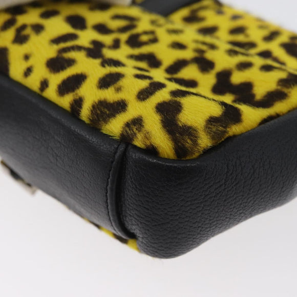 SAINT LAURENT Cassandra Chain Bag Harako leather Yellow Silver Auth YKZ569A