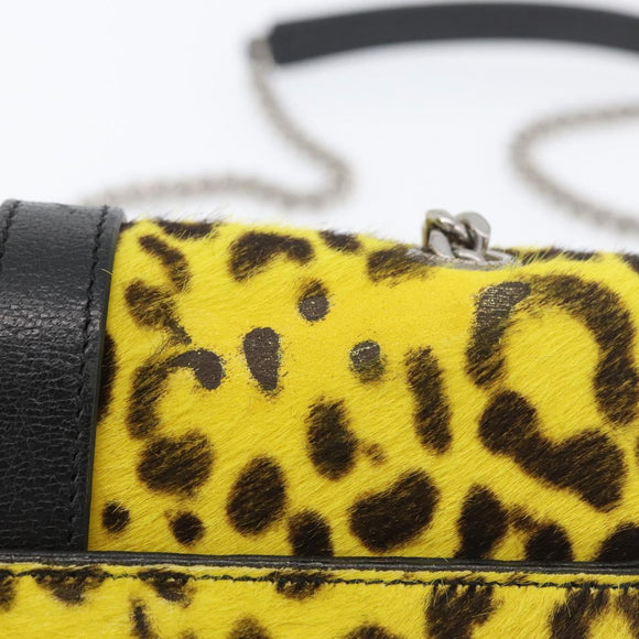 SAINT LAURENT Cassandra Chain Bag Harako leather Yellow Silver Auth YKZ569A