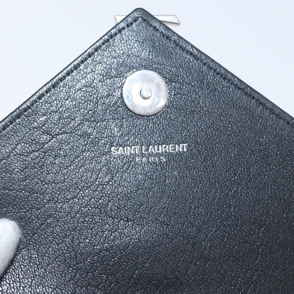 SAINT LAURENT Cassandra Chain Bag Harako leather Yellow Silver Auth YKZ569A