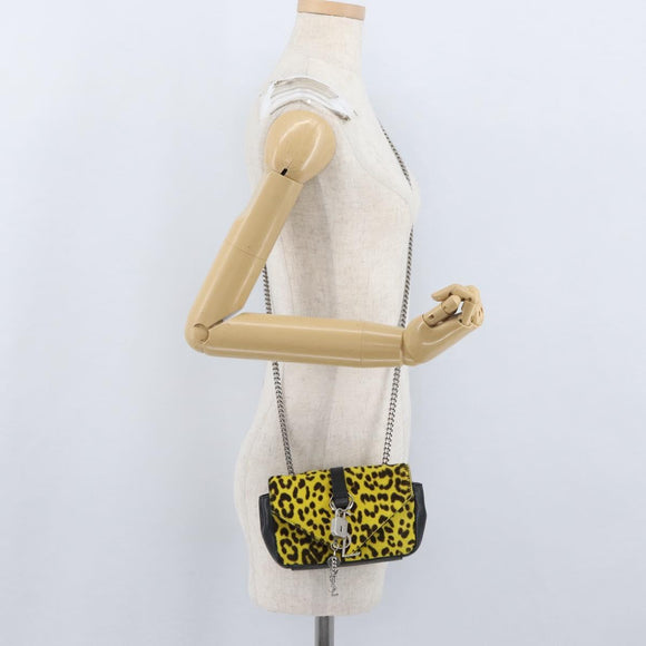SAINT LAURENT Cassandra Chain Bag Harako leather Yellow Silver Auth YKZ569A