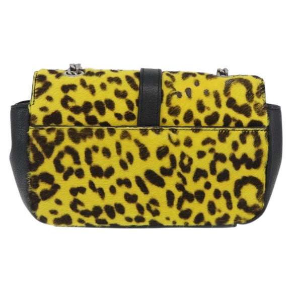 SAINT LAURENT Cassandra Chain Bag Harako leather Yellow Silver Auth YKZ569A