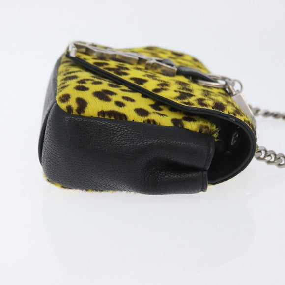 SAINT LAURENT Cassandra Chain Bag Harako leather Yellow Silver Auth YKZ569A
