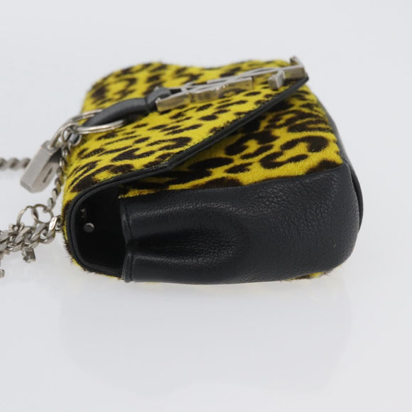 SAINT LAURENT Cassandra Chain Bag Harako leather Yellow Silver Auth YKZ569A