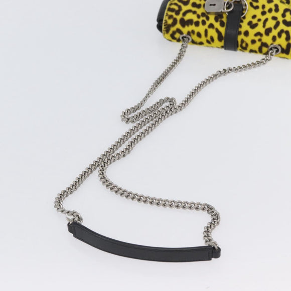 SAINT LAURENT Cassandra Chain Bag Harako leather Yellow Silver Auth YKZ569A