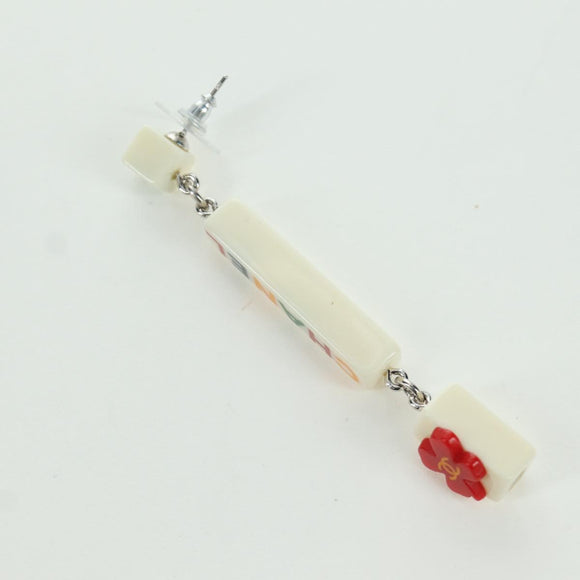 CHANEL COCO Mark Camellia Pierce plastic White CC Auth YKZ574M
