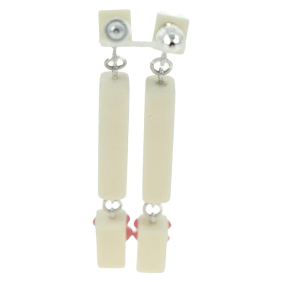 CHANEL COCO Mark Camellia Pierce plastic White CC Auth YKZ574M