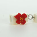 CHANEL COCO Mark Camellia Pierce plastic White CC Auth YKZ574M-4