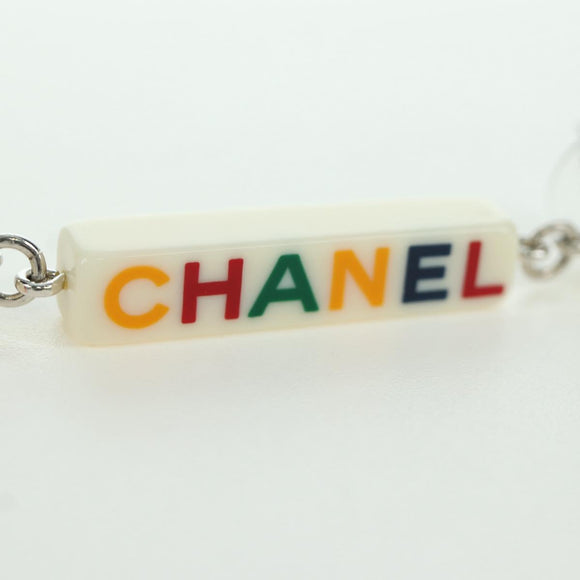 CHANEL COCO Mark Camellia Pierce plastic White CC Auth YKZ574M
