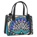 LOEWE Postal Hand Bag Leather 2way Black Silver Auth YKZ578A-1