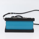 LOEWE Postal Hand Bag Leather 2way Black Silver Auth YKZ578A-5