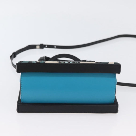 LOEWE Postal Hand Bag Leather 2way Black Silver Auth YKZ578A