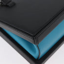 LOEWE Postal Hand Bag Leather 2way Black Silver Auth YKZ578A-16