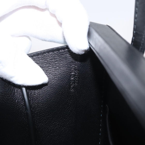 LOEWE Postal Hand Bag Leather 2way Black Silver Auth YKZ578A