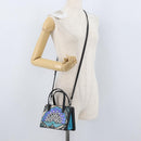 LOEWE Postal Hand Bag Leather 2way Black Silver Auth YKZ578A-23