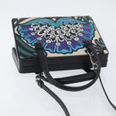 LOEWE Postal Hand Bag Leather 2way Black Silver Auth YKZ578A-6