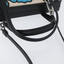 LOEWE Postal Hand Bag Leather 2way Black Silver Auth YKZ578A-7