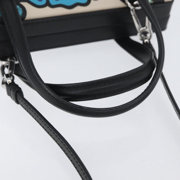 LOEWE Postal Hand Bag Leather 2way Black Silver Auth YKZ578A