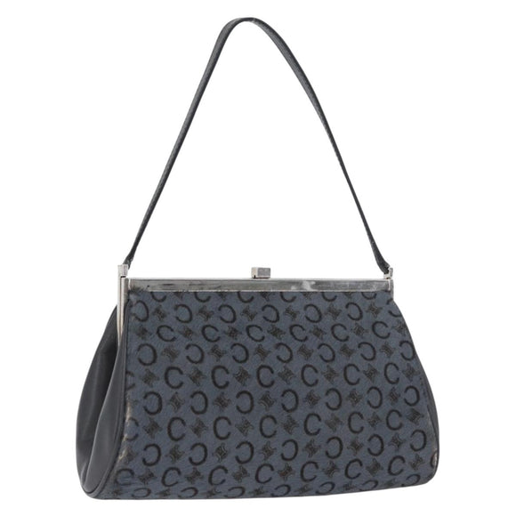 CELINE C Macadam Canvas Shoulder Bag Gray Silver Auth YKZ580