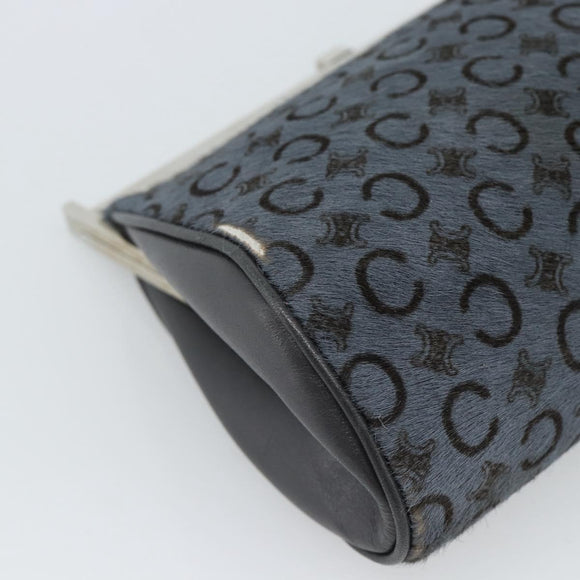 CELINE C Macadam Canvas Shoulder Bag Gray Silver Auth YKZ580