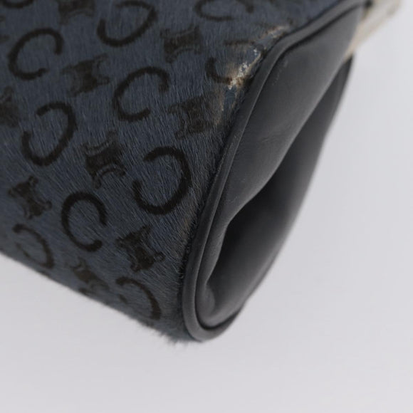 CELINE C Macadam Canvas Shoulder Bag Gray Silver Auth YKZ580