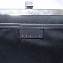 CELINE C Macadam Canvas Shoulder Bag Gray Silver Auth YKZ580-18