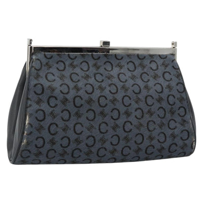 CELINE C Macadam Canvas Shoulder Bag Gray Silver Auth YKZ580
